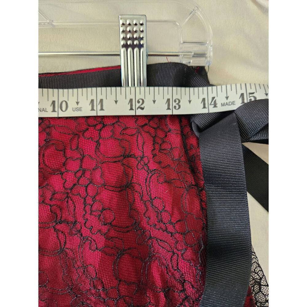 Vtg Necessary Objects Lace overlay skirt ribbon tie side zip sz XS witchy goth - Picture 7 of 8